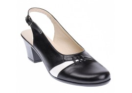 Pantofi dama eleganti, piele naturala cu toc de 6cm - Model Negru, Alb, PS35LA